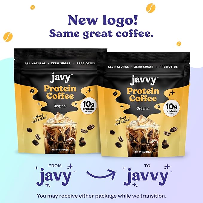 Javy French Vanilla Protein Coffee - Premium Whey Protein & Instant Iced Coffee - 100% Arabica Coffee - Zero Artificial Flavors & Sweeteners, 20 Servings