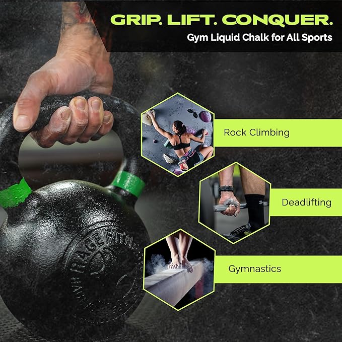 Rage Fitness Gym Liquid Chalk, Magnesium Carbonate Athletic Chalk for Excellent Grip, Gym Workout Grip Chalk, Weightlifting, Gymnastics