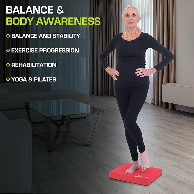 ProsourceFit Exercise Balance Pad – Large Cushioned Non-Slip Foam Mat & Knee Pad for Fitness, Stability Training, Physical Therapy, Yoga 15"x19"