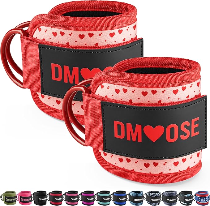 DMoose Fitness Ankle Straps for Cable Machines - One Size Fit with Premium Padding, Glute Kickback Ankle Strap for Women & Men, Cable Attachments for Gym, Booty Workouts, Leg Extension & Hip Abductors