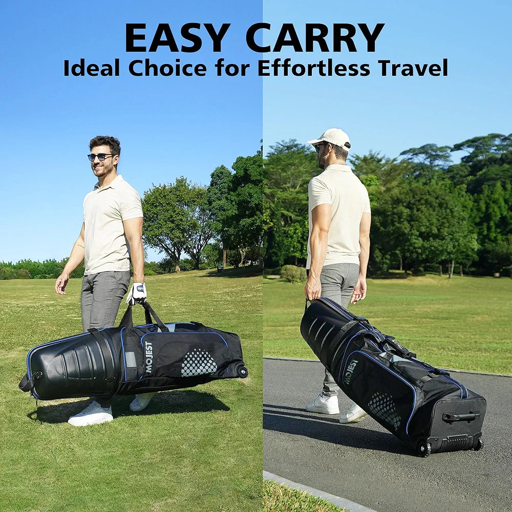 Golf Travel Bags for Airlines with Wheels, Hard Case Top and 1680D Heavy Duty Oxford Protect Golf Clubs, Lightweight and Easy to Maneuver