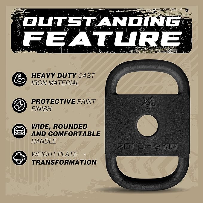Yes4All Cast Iron Ruck Plate & Weight Plate 20LB, Upgraded,