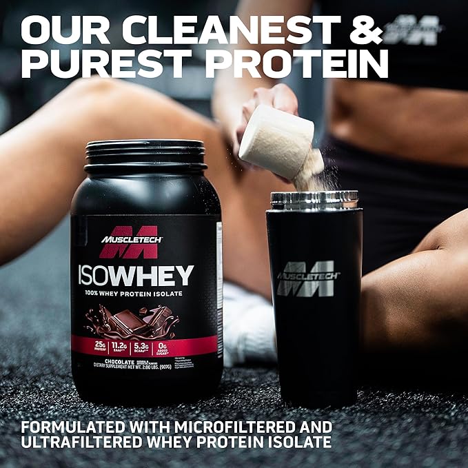MuscleTech | IsoWhey | Whey Protein Isolate Powder| Muscle Builder for Men & Women | Post Workout Recovery Supplement | Chocolate | 5 lbs | 72 Servings