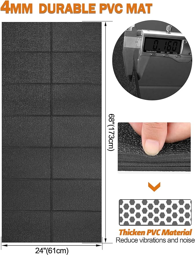 Exercise Equipment Mat 24"x68"/ 30"x60"/ 36"x78"/ 36"x96" Treadmill