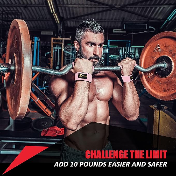 ihuan Wrist Straps for Weight Lifting - Lifting Straps for Weightlifting | Gym Wrist Wraps with Extra Hand Grips Support for Strength Training | Bodybuilding | Deadlifting