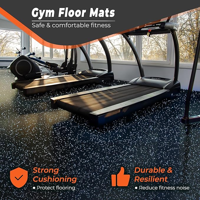 SUPERJARE 0.4 Inch Gym Flooring for Home Gym 24 Tiles 24" x 24" Workout (96 sqft)
