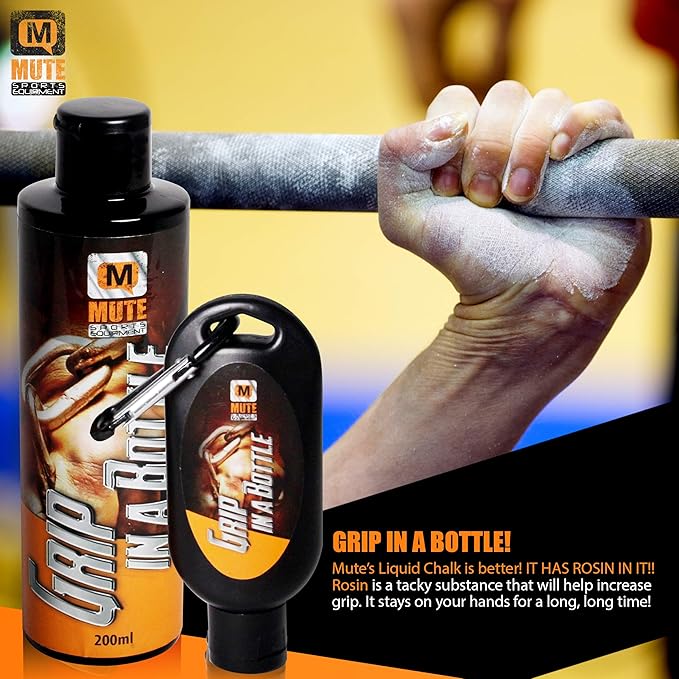MUTE Liquid Athletic Chalk with Rosin, 50 Milliliter and 200 Milliliter Combination Set