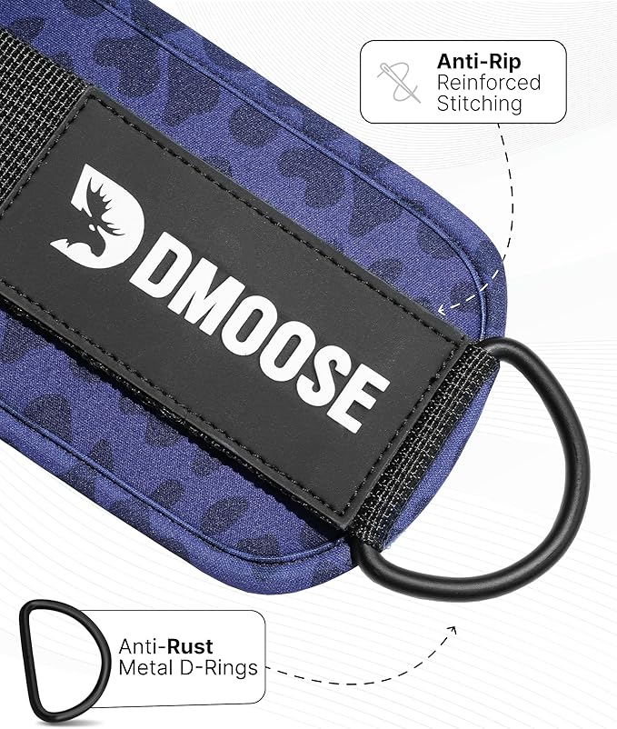 DMoose Fitness Ankle Straps for Cable Machines - One Size Fit with Premium Padding, Glute Kickback Ankle Strap for Women & Men, Cable Attachments for Gym, Booty Workouts, Leg Extension & Hip Abductors