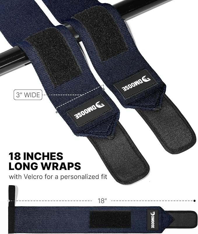 DMoose Fitness Wrist Wraps for Weightlifting - IPL Approved Premium Lifting Straps with Thumb Loops for Powerlifting, Bodybuilding & Weight Lifting, Compression Gym Wrist Support for Working Out
