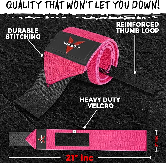 Alpha Sports Wrist Wraps for Weightlifting,Gym Exercise,Adjustable,Durable for Crossfit,Powerlifting, Bodybuilding, and Fitness Workouts,Enhanced Stability for Lifting,Training