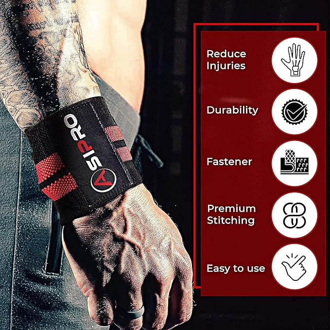 Wrist Wraps for Weightlifting 18" Wrist Straps for Weightlifting Weight Lifting Wrist Wraps for Men & Women, Muñequeras para Gym Wrist Support for Working Out, Gym Wrist Wraps for Powerlifting