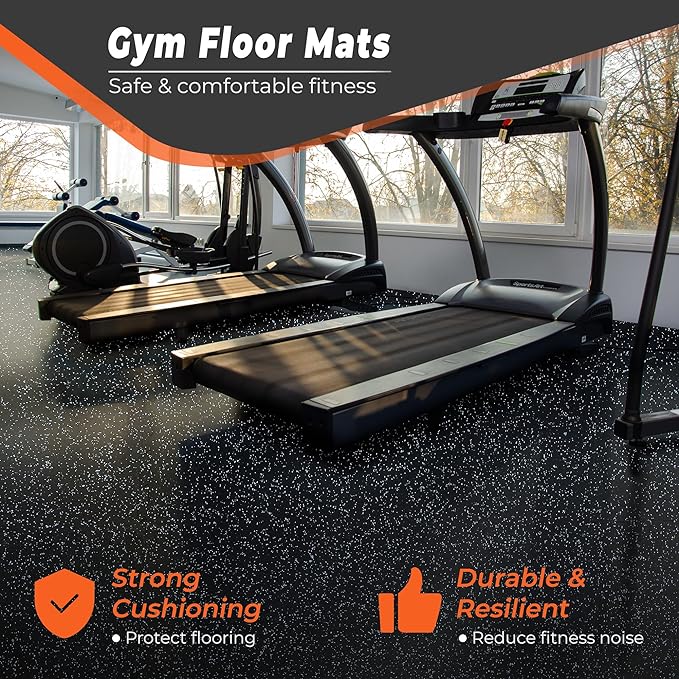 SUPERJARE 0.4 Inch Gym Flooring for Home Gym 6 Tiles 24" x 24" Workout (24 sqft)