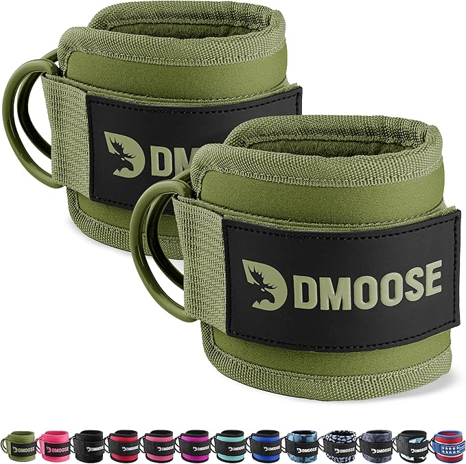 DMoose Fitness Ankle Straps for Cable Machines - One Size Fit with Premium Padding, Glute Kickback Ankle Strap for Women & Men, Cable Attachments for Gym, Booty Workouts, Leg Extension & Hip Abductors
