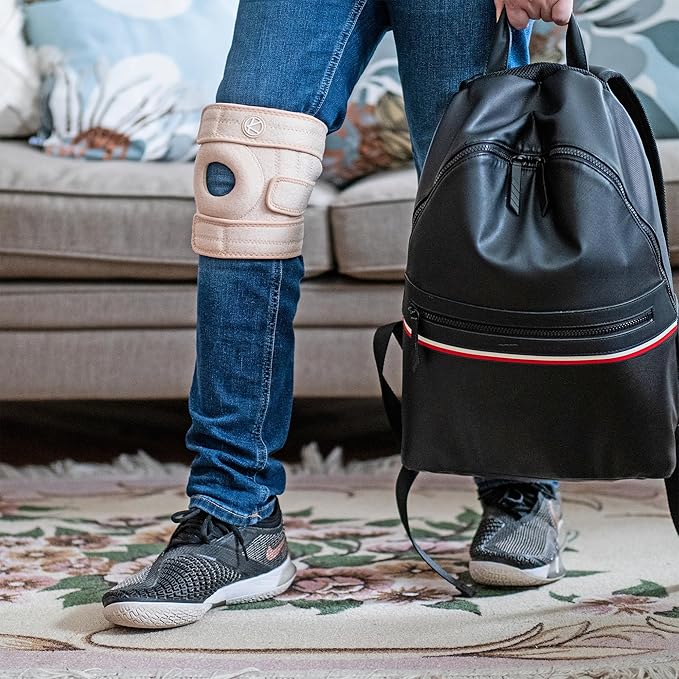 KARM Kids Knee Brace - Osgood Schlatter Knee Brace Youth for Kids, Sports, Pain, Arthritis, Patella, Meniscus Tear, MCL, ACL - Adjustable Compression Support for Child, Boys & Girls (Beige)