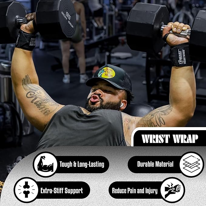 Wrist Wraps for Weightlifting 18” Premium Quality Wrist Support for Bodybuilding Heavy Duty Thumb Loop Powerlifting, Strength Training for Men and Women