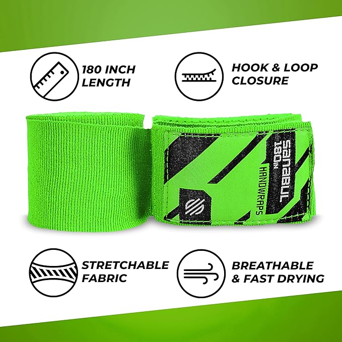 Sanabul Elastic 180 inch Boxing Hand Wraps for Boxing Gloves Muay Thai Kickboxing MMA Wraps for Men & Women
