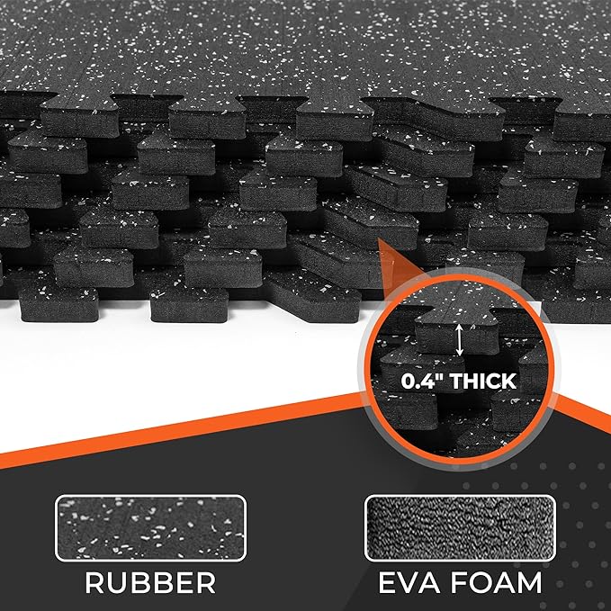 SUPERJARE 0.4 Inch Gym Flooring for Home Gym 12 Tiles
