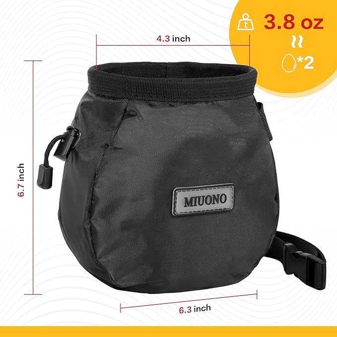 Chalk Bag with 2 Chalk Balls, Belt, Carabiner Clip, Brush Loop and Zippered Pocket for Climbing, Bouldering, Gymnastics, Cross Fit and Lifting