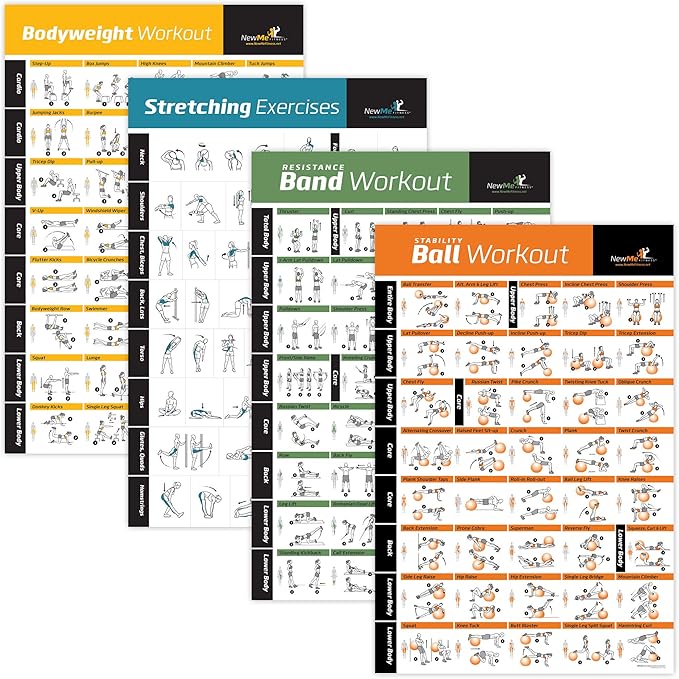 NewMe Fitness Workout Posters for Home Gym -