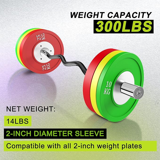 Olympic Barbell Bar EZ Curl Bar Weightlifting Barbell 2 Inch