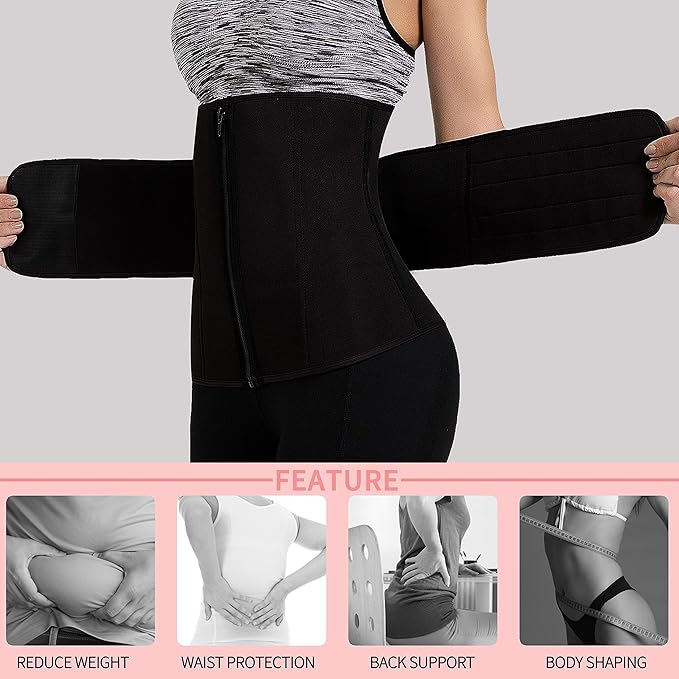 KIWI RATA Neoprene Sauna Waist Trainer Corset Sweat Belt for Women Compression Cincher Band Workout Fitness Back Support