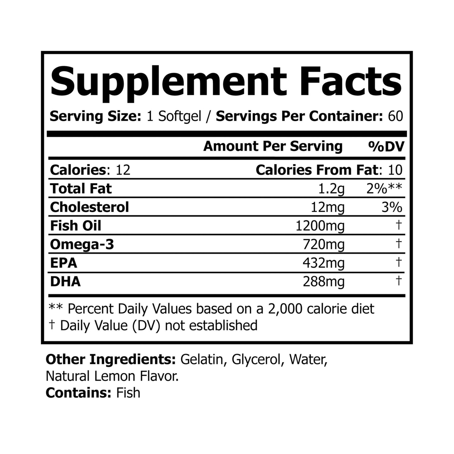 HBS, Omega 3 Fish Oil Supplement (60 Softgels)