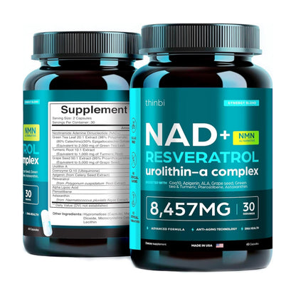 NAD Supplement 8,457 mg Extra Strength Liposomal, Green Tea + Astaxanthin for Women & Men, Resveratrol, CoQ10, Alpha Lipoic Acid
