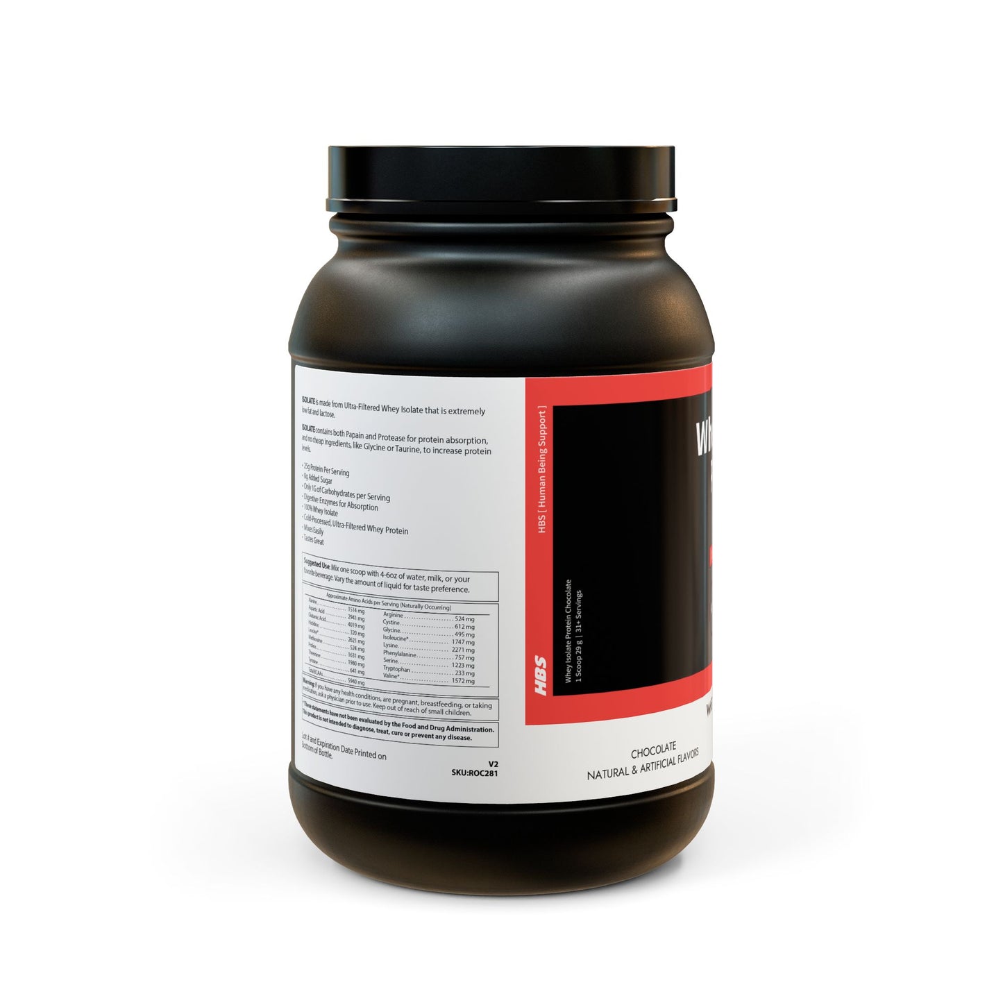 HBS, Whey Isolate Protein Powder Supplement (907g, 2lb)