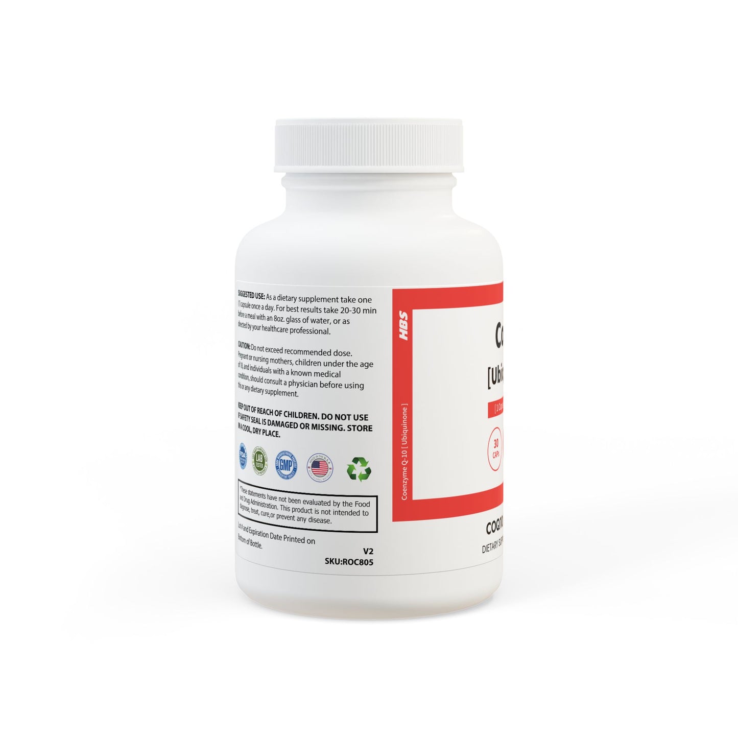 HBS, CoQ10 (Ubiquinone) Supplement (30 Vegetable Capsules)