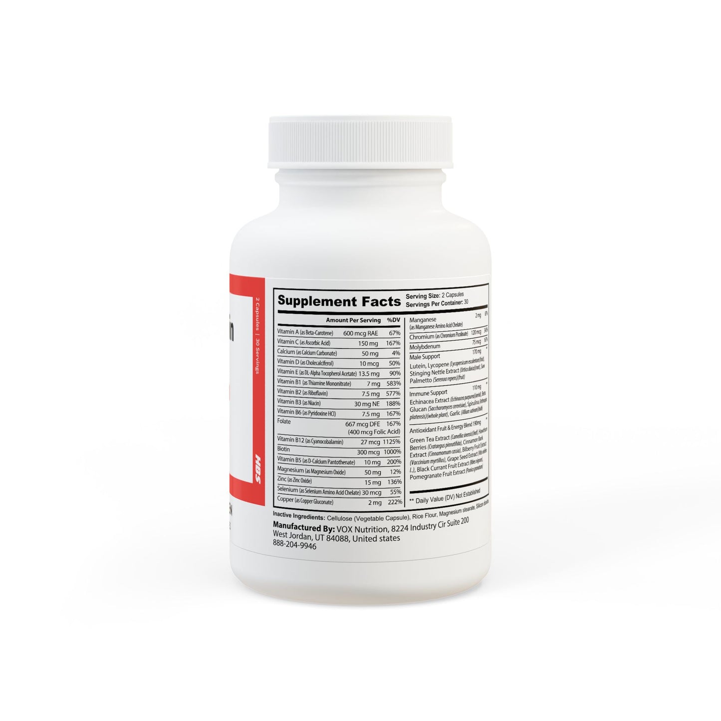 HBS, Multivitamin for Men Supplement (60 Vegetable Capsules)