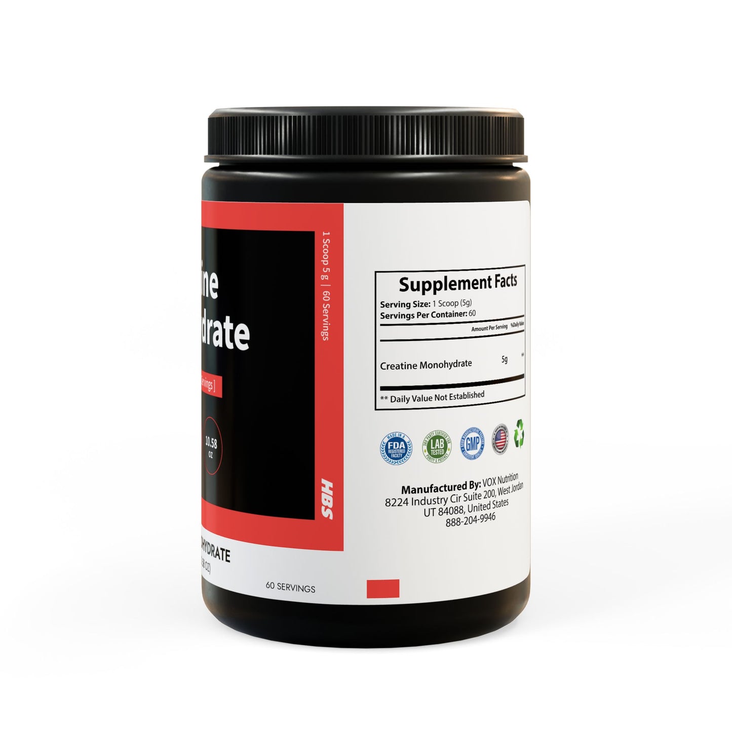 HBS, Creatine Monohydrate Supplement (300g, 10.58oz)