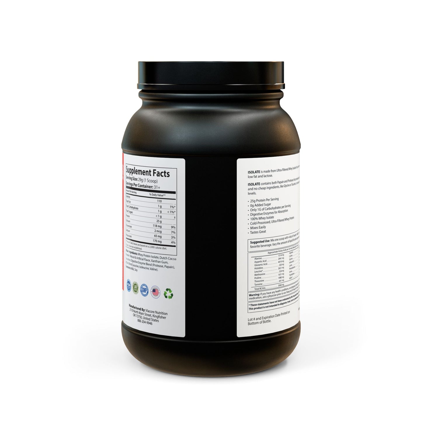 HBS, Whey Isolate Protein Powder Supplement (907g, 2lb)
