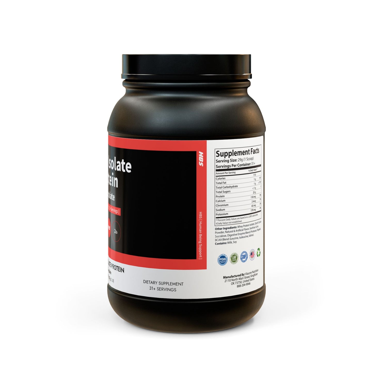 HBS, Whey Isolate Protein Powder Supplement (907g, 2lb)