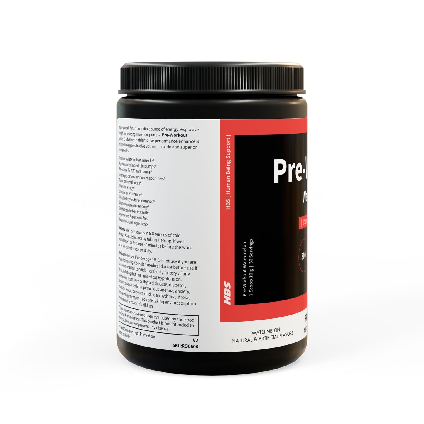 HBS, Pre-Workout Supplement, Watermelon (300g, 10.58oz)
