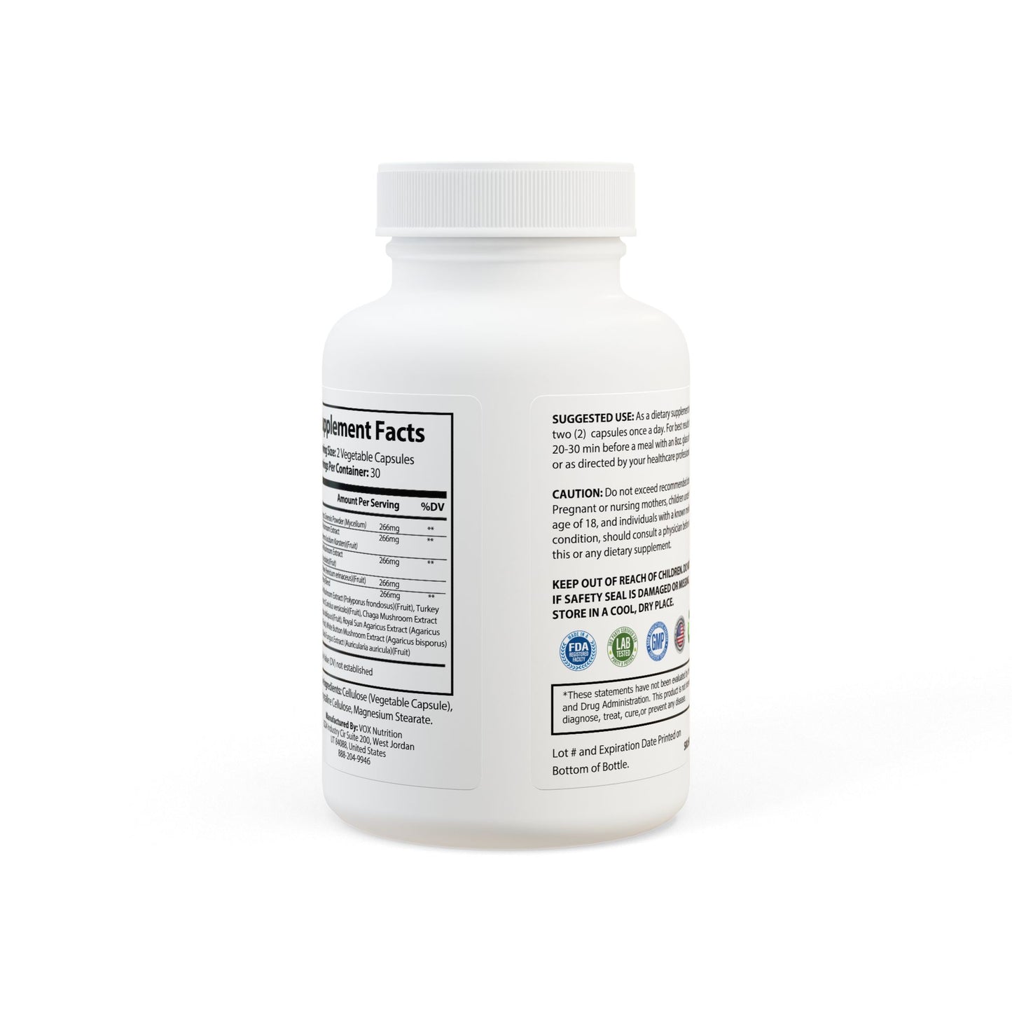 HBS, Mushroom Blend Supplement (60 Vegetable Capsules)