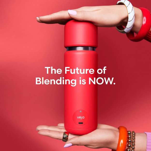 Vejo Personal Blender Powder-Powered Blending System | No Shaking | No Clumps | No Prep | Easy One-Button Design | USB Rechargeable Blender | Black