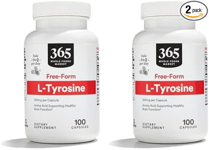 Whole Foods Market, L Tyrosine 500Mg, 100 Capsules (Pack of 2)