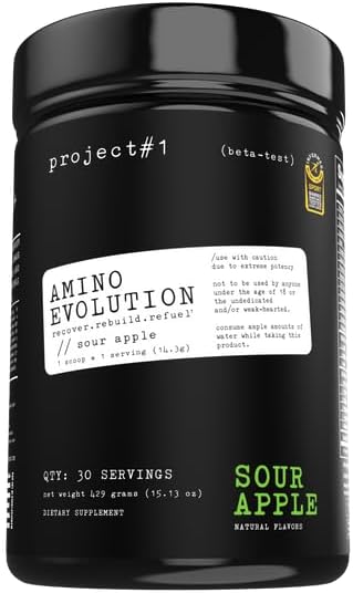 Project #1 AminoEVolution: Muscle Support & Recovery | BCAA's, EAA's, Electrolytes Powder | Keto-Friendly Energy Boost | Pre Workout for Men & Women | 30 Servings - Sour Apple | Amino Acids