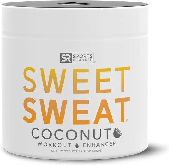 Sports Research Sweet Sweat Coconut Workout Enhancer Gel - Maximize Your Exercise & Sweat Faster - 13.5oz Jar