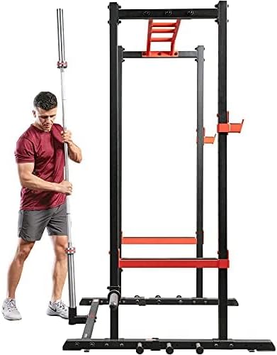 Sunny Health & Fitness Power Cage Squat Rack Upgrade Attachments, Dip Bar, Plate Bar Holder, Belt Squat, J Hook, Lat, Adapter, U Ring, Pull Up Bar, Landmine, Captain's Chair, Tricep Rope For Home Gym