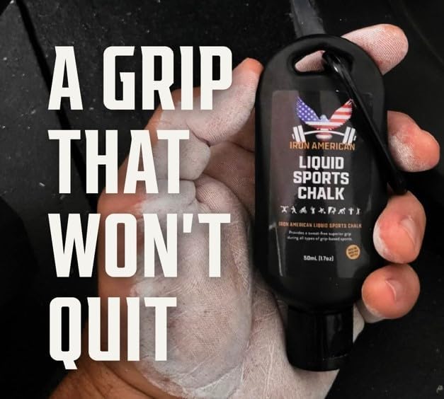 IRON AMERICAN Liquid Chalk - No-Mess Long-Lasting Grip Chalk for Weightlifting, Gymnastics, Rock Climbing, and Fitness Training - Advanced Hand Chalk for Gym