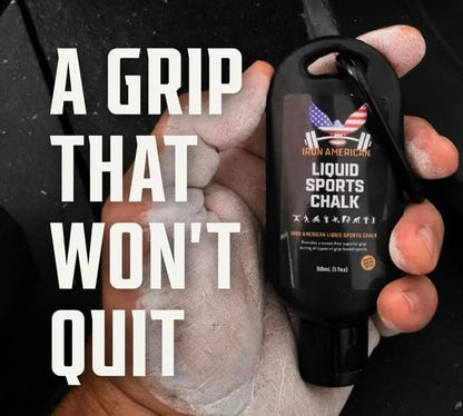 IRON AMERICAN Liquid Chalk - No-Mess Long-Lasting Grip Chalk for Weightlifting, Gymnastics, Rock Climbing, and Fitness Training - Advanced Hand Chalk for Gym