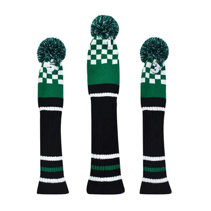 Stripes Knitted Golf Club Head Covers 3 Piece Set 1 3 5 Driver and Fairway HeadCovers Fits 460cc Drivers
