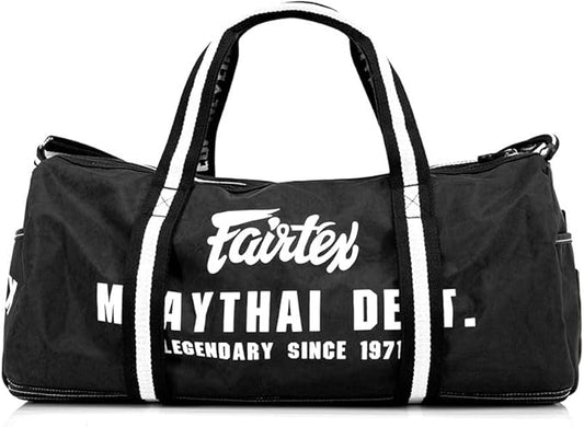 Fairtex BAG9 Retro Style Barrel Bag Thai Boxing Heavy Gym Bag Myay Thai MMA (Black)