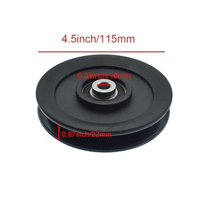 Universal Nylon Gym Cable Pulley Wheel 4.5 in/115MM Rotation 360 Degree Traction Bearing Pulley Wheel for Cable Machine Gym Equipment DIY Gym Pulley System Garage Door Home Gyms
