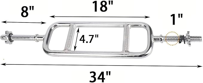 uyoyous Weight Bar 34 Inch Tricep Bar Standard 1 Inch 2 Ring