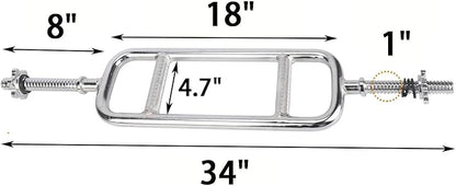 uyoyous Weight Bar 34 Inch Tricep Bar Standard 1 Inch 2 Ring