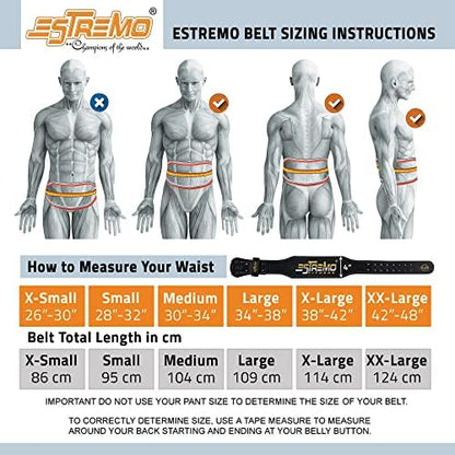 ESTREMO Weight Lifting Belt Leather courted Power Lifting 4 Inches