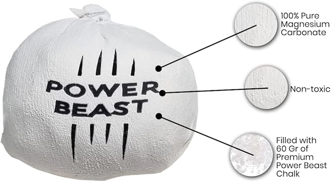 POWER BEAST 3X Chalk Ball, Boulder Chalk, Sport Chalk, Gymnastics, Rock Climbing, Weightlifting, Climbing, Pole Dance, Bodybuilding, Tennis, Padel, Cross Training, Gym.