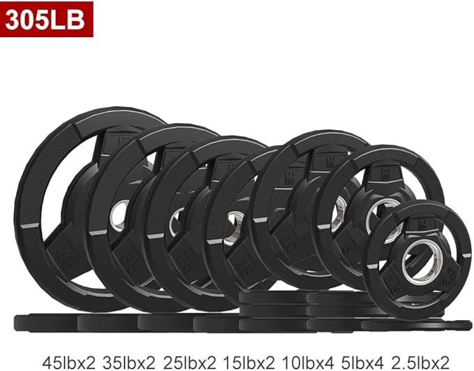Weight Plate 2-Inch Rubber Coated Olympic Grip Plate 2.5/5/10/15/25/35/45 LB